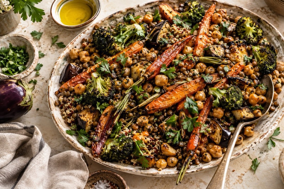 Representative vegetable and legume serving platter